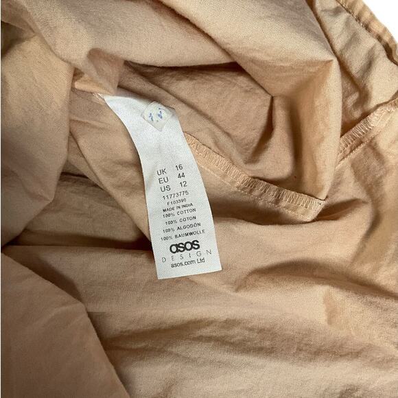 ASOS Design Womens Size 12 Cream Baby Doll Dress Side Zipper 100% Cotton - Picture 7 of 11